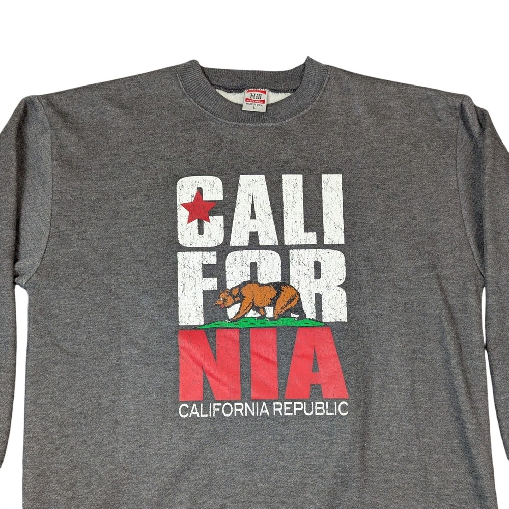 Hill Heavyweight California Republic Bear Flag Sweatshirt Gray Made in USA Large